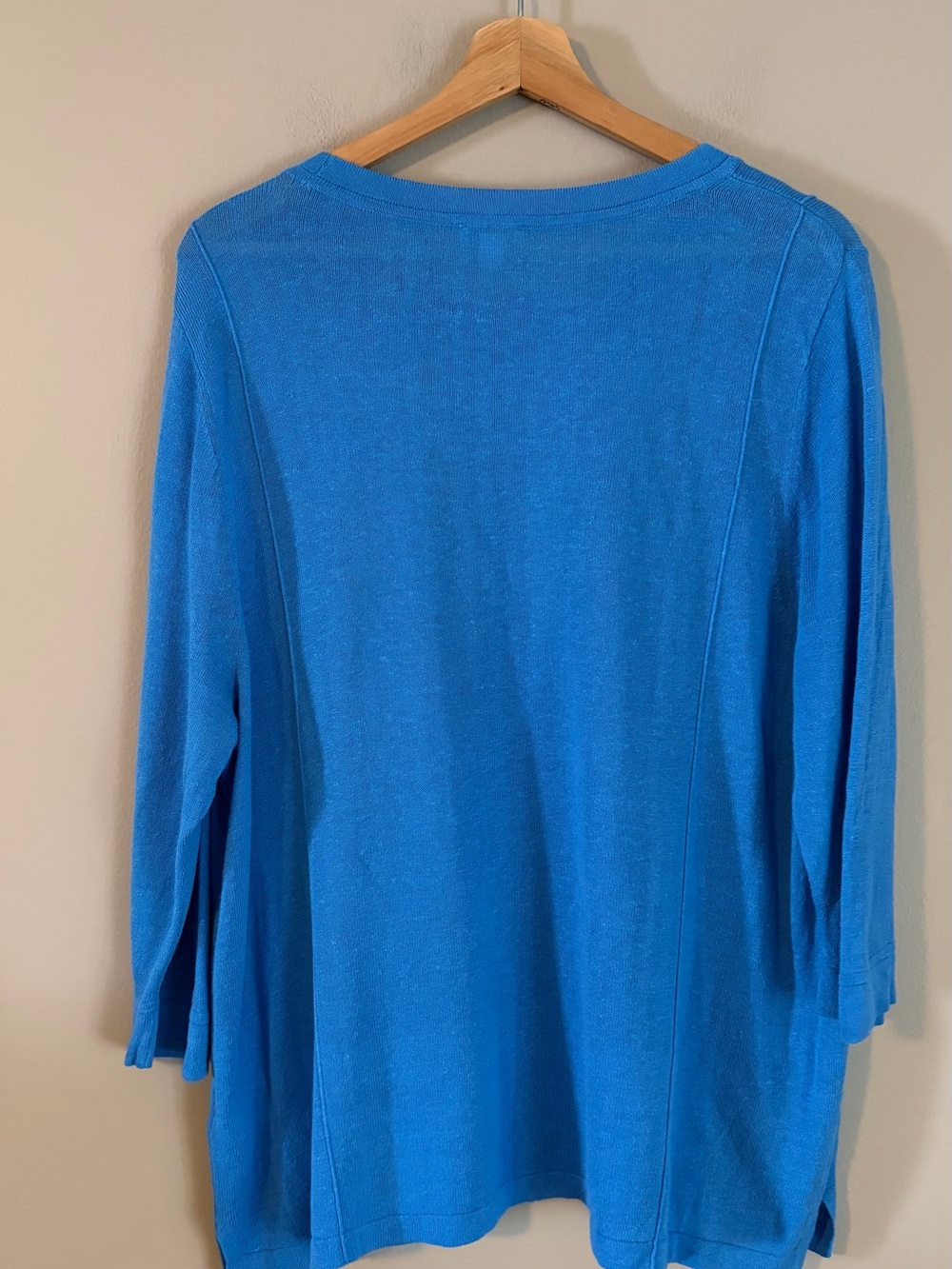 J. Jill Blue Long Sleeve Knit Crewneck Top linen petite XL - Picture 9 of 10